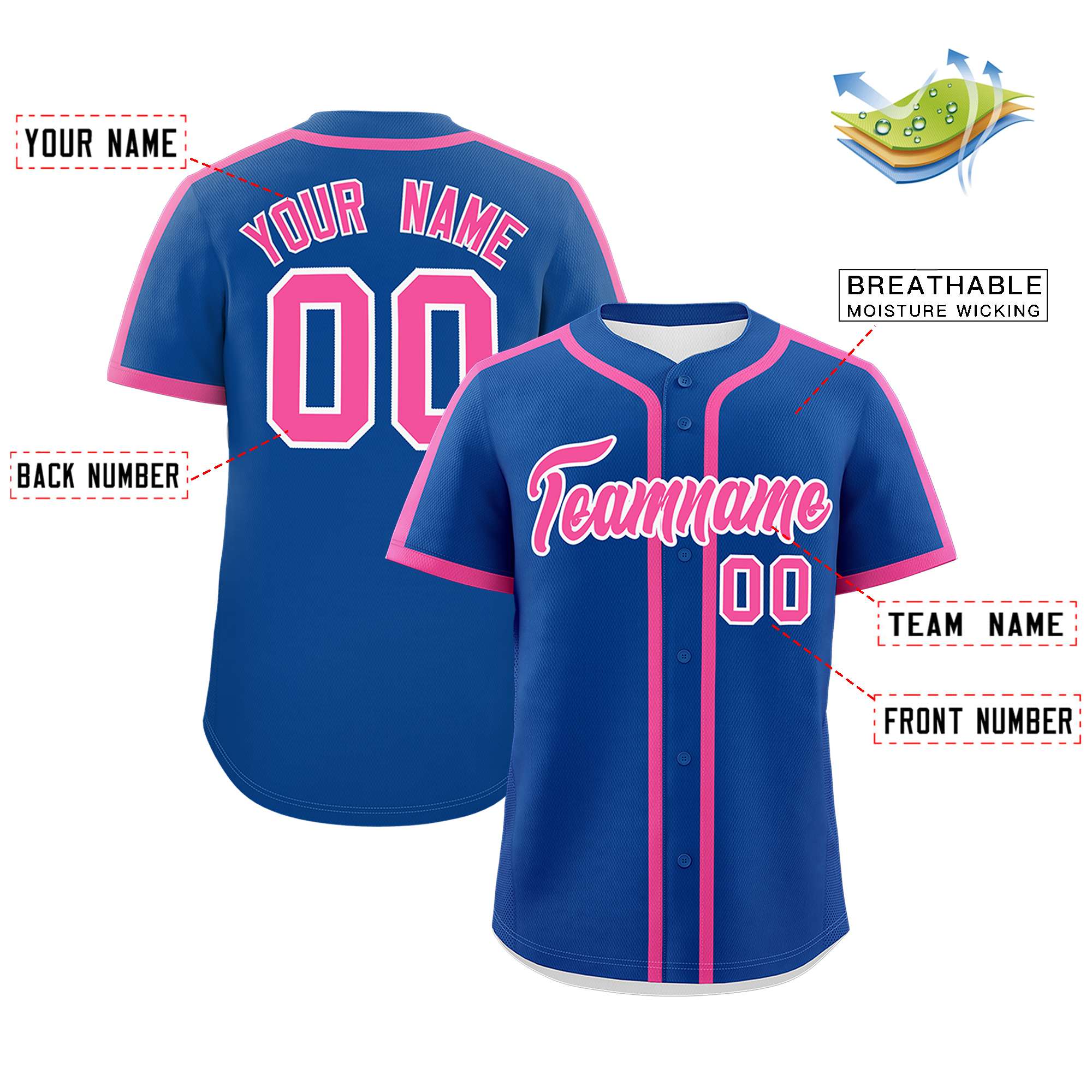 Custom Royal Pink Personalized Classic Authentic Baseball Jersey