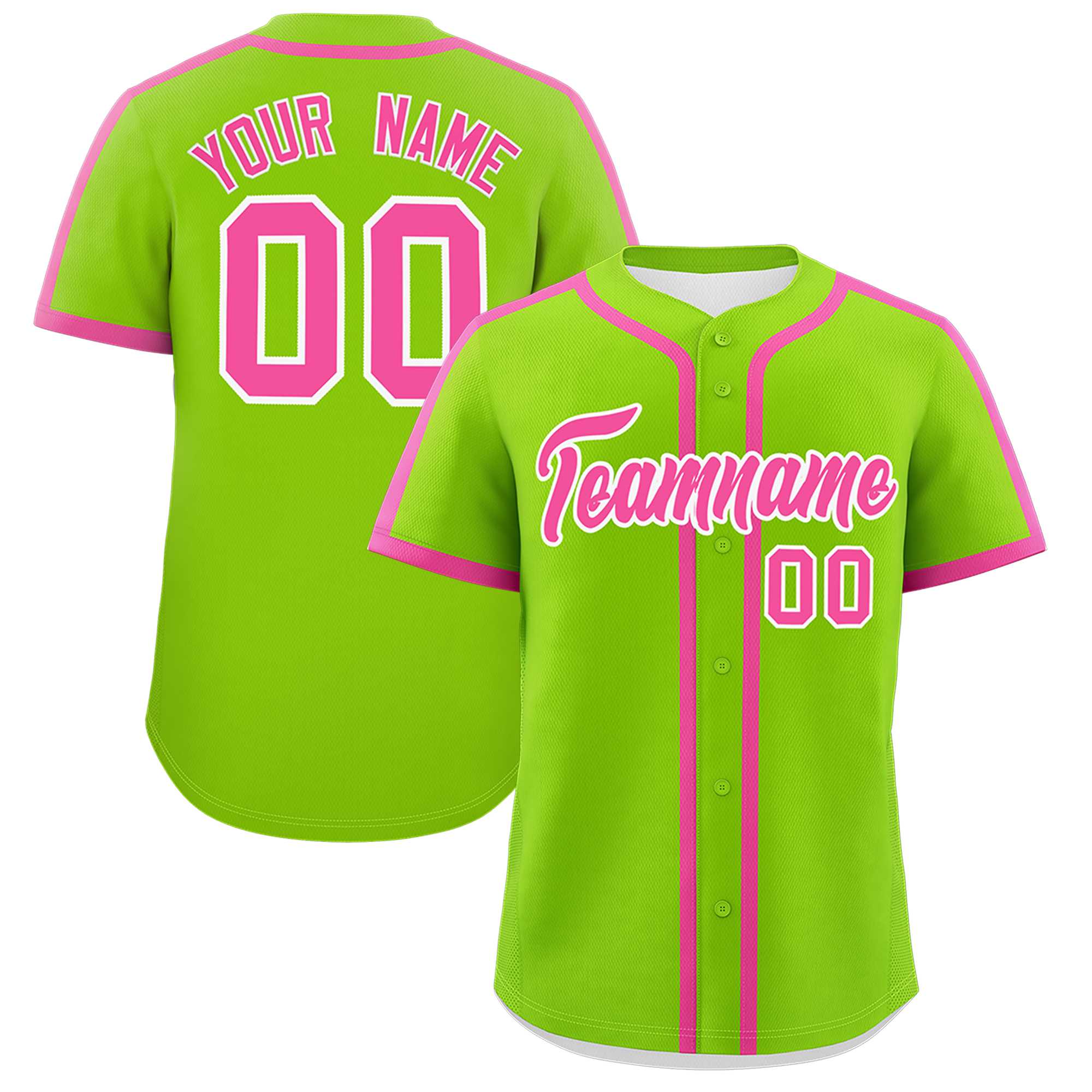 Custom Neon Green Pink Personalized Classic Authentic Baseball Jersey