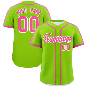 Custom Neon Green Pink Personalized Classic Authentic Baseball Jersey