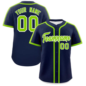 Custom Navy Neon Green Personalized Classic Authentic Baseball Jersey