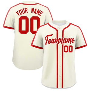 Custom Cream Red Personalized Classic Authentic Baseball Jersey