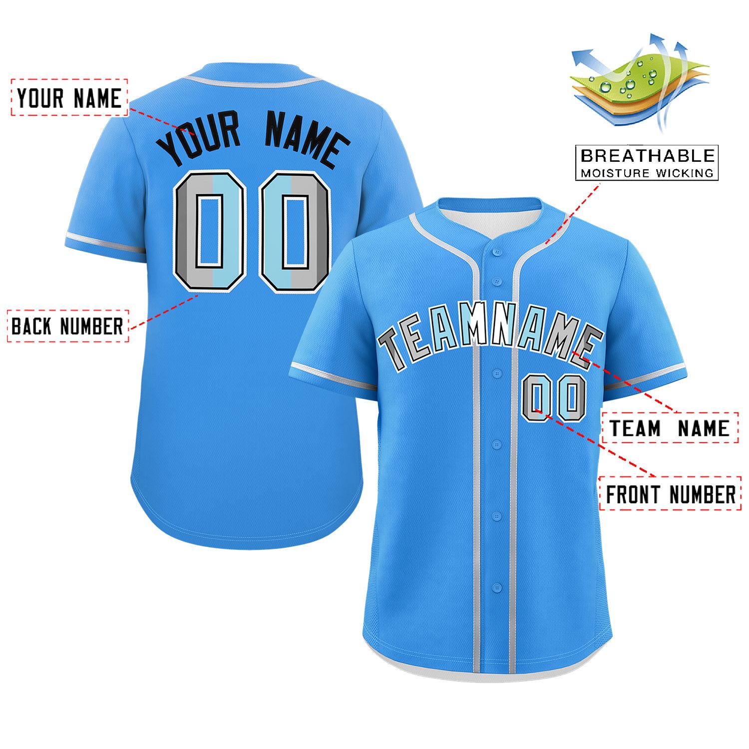 Custom Powder Blue Demiboy For Pride Month Classic Style Authentic Baseball Jersey