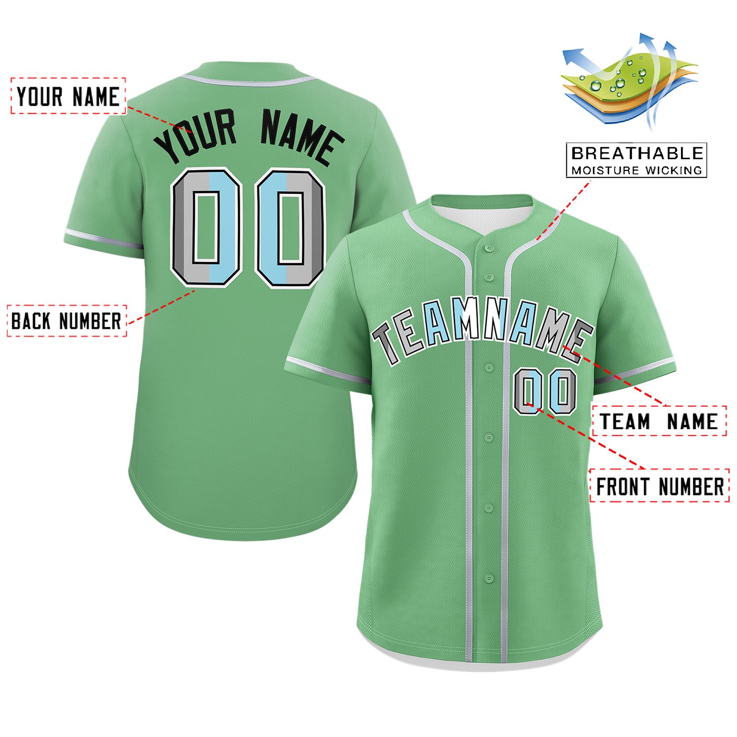 Custom Light Green Demiboy For Pride Month Classic Style Authentic Baseball Jersey