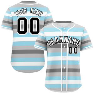 Custom Gray Powder Blue-White Demiboy For Pride Month Color Block Authentic Baseball Jersey