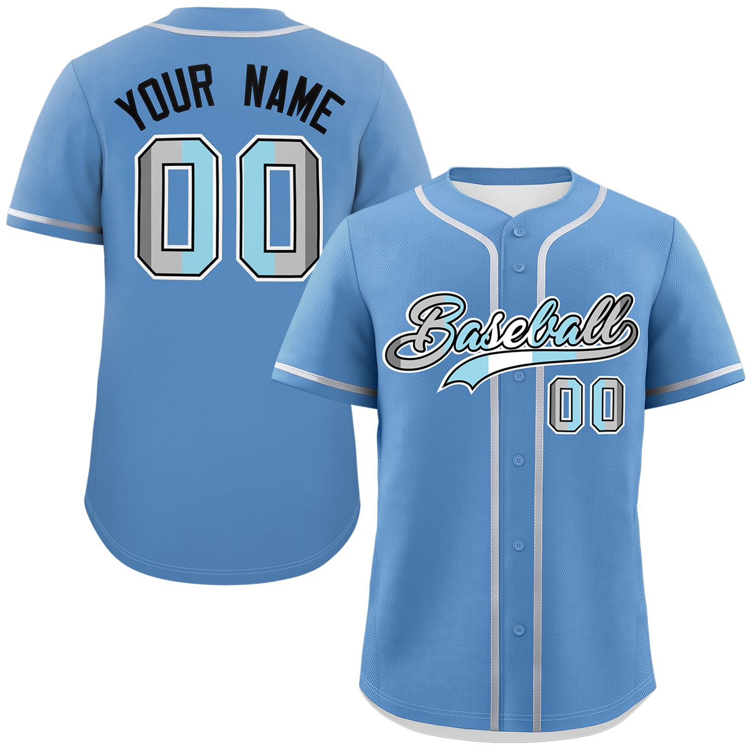 Custom Light Blue Demiboy For Pride Month Classic Style Authentic Baseball Jersey