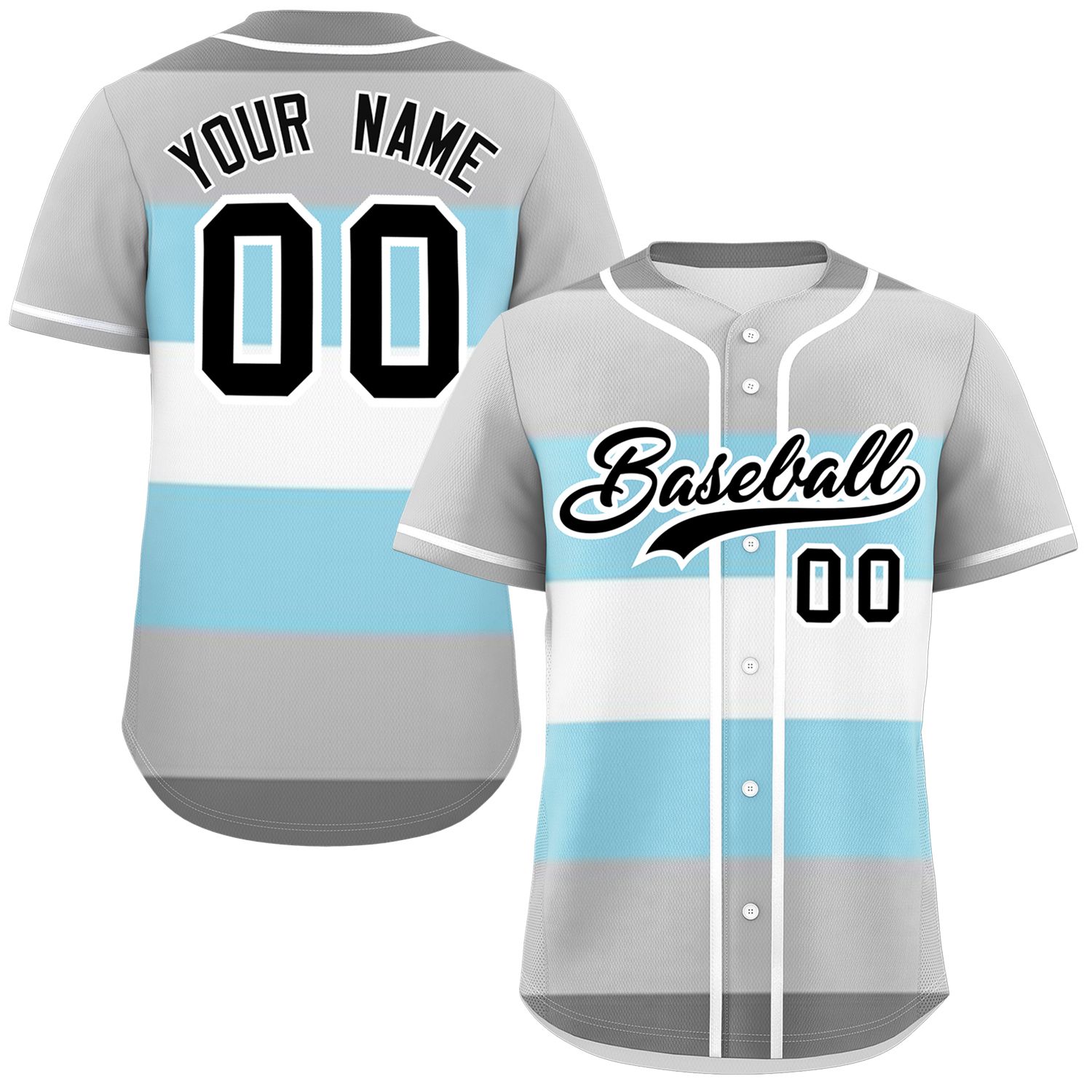 Custom Gray Powder Blue-White Demiboy For Pride Month Color Block Authentic Baseball Jersey