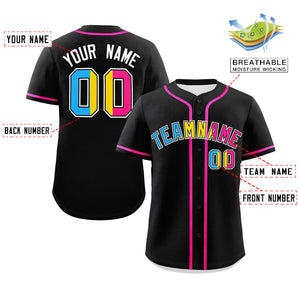 Custom Black Pansexuality For Pride Month Classic Style Authentic Baseball Jersey