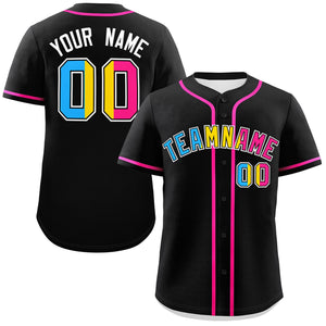 Custom Black Pansexuality For Pride Month Classic Style Authentic Baseball Jersey