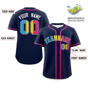 Custom Navy Pansexuality For Pride Month Classic Style Authentic Baseball Jersey