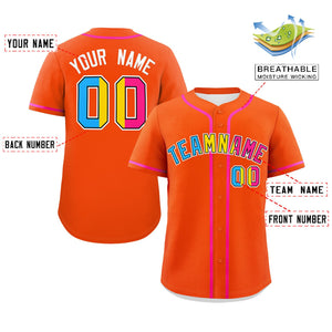 Custom Orange Pansexuality For Pride Month Classic Style Authentic Baseball Jersey