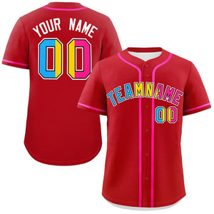 Custom Red Pansexuality For Pride Month Classic Style Authentic Baseball Jersey