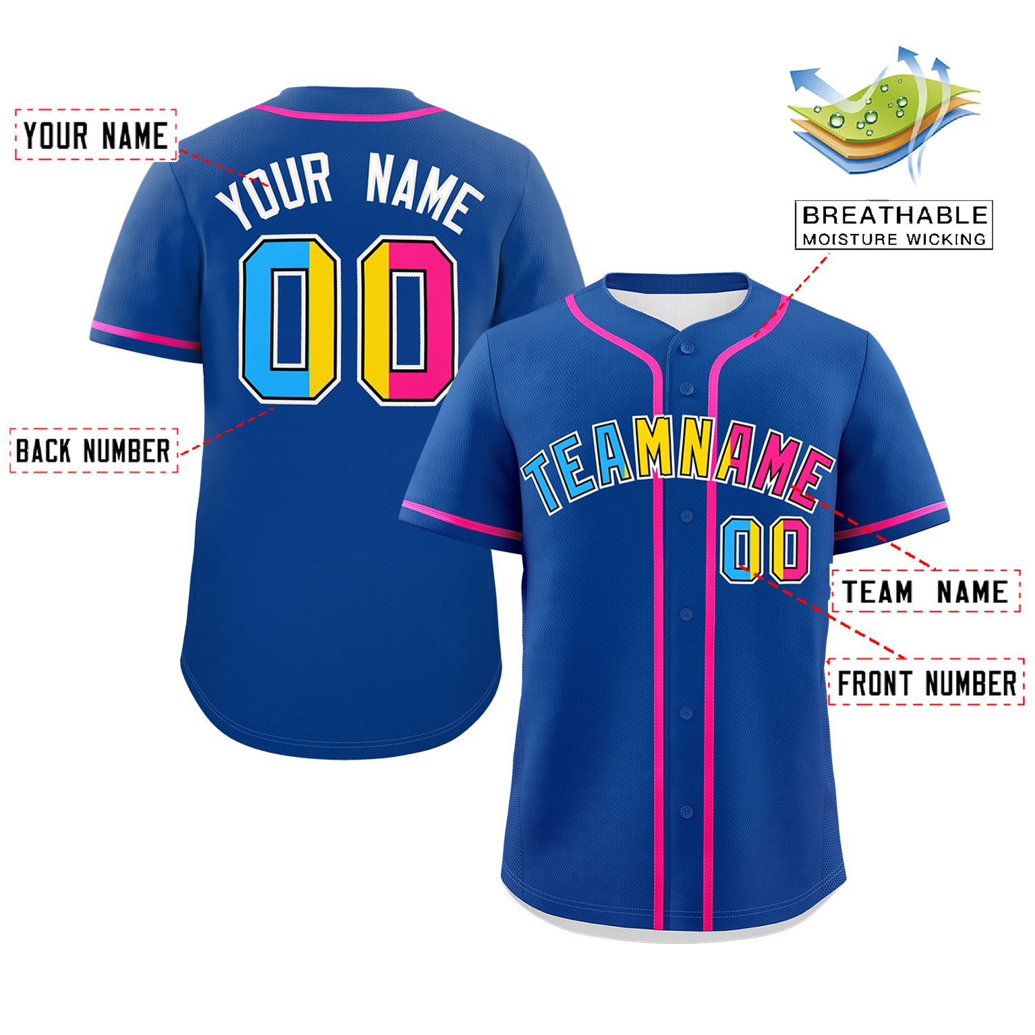 Custom Royal Pansexuality For Pride Month Classic Style Authentic Baseball Jersey