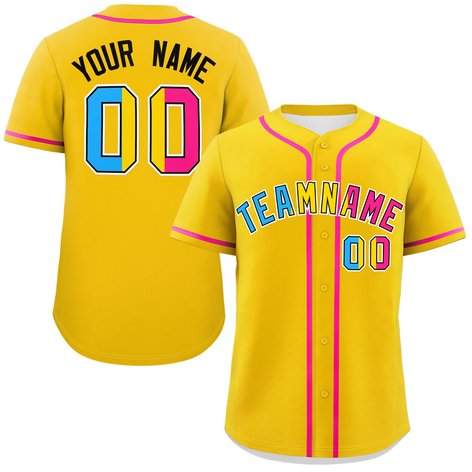 Custom Gold Pansexuality For Pride Month Classic Style Authentic Baseball Jersey