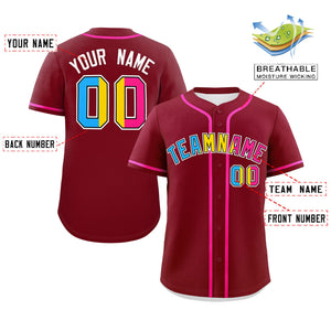 Custom Crimson Pansexuality For Pride Month Classic Style Authentic Baseball Jersey