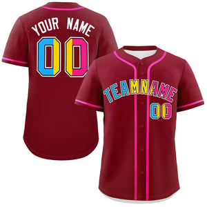 Custom Crimson Pansexuality For Pride Month Classic Style Authentic Baseball Jersey