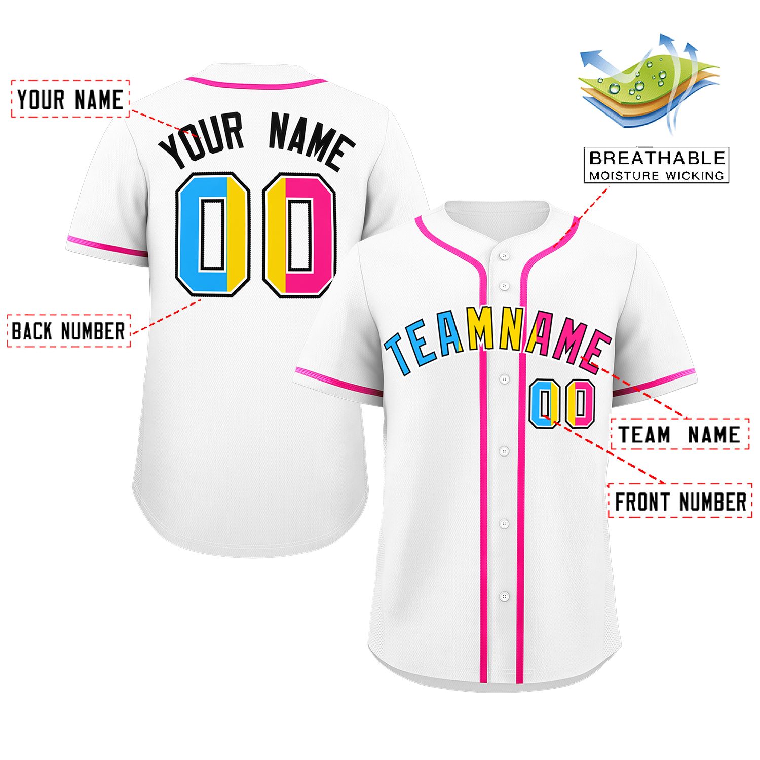 Custom White Pansexuality For Pride Month Classic Style Authentic Baseball Jersey