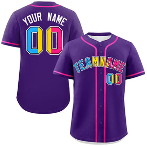 Custom Purple Pansexuality For Pride Month Classic Style Authentic Baseball Jersey