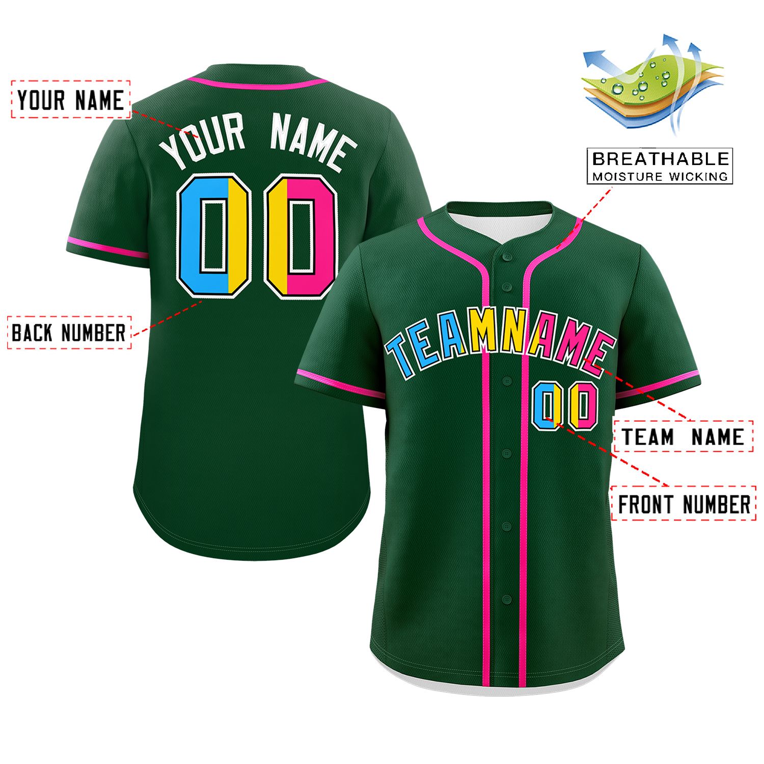 Custom Green Pansexuality For Pride Month Classic Style Authentic Baseball Jersey