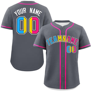 Custom Dark Gray Pansexuality For Pride Month Classic Style Authentic Baseball Jersey