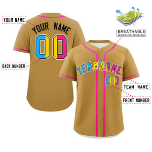 Custom Old Gold Pansexuality For Pride Month Classic Style Authentic Baseball Jersey