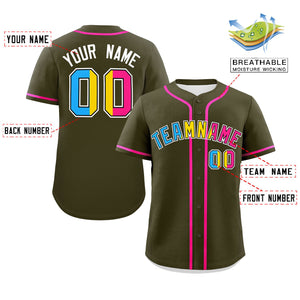 Custom Olive Pansexuality For Pride Month Classic Style Authentic Baseball Jersey