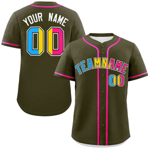 Custom Olive Pansexuality For Pride Month Classic Style Authentic Baseball Jersey