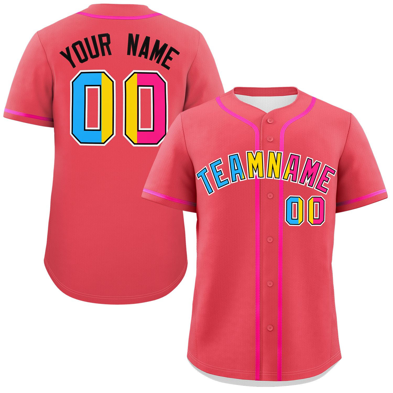 Custom Light Red Pansexuality For Pride Month Classic Style Authentic Baseball Jersey