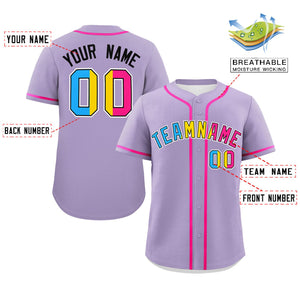 Custom Light Purple Pansexuality For Pride Month Classic Style Authentic Baseball Jersey