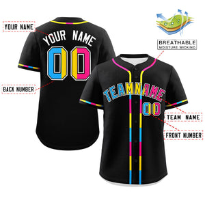 Custom Black Pansexuality For Pride Month Classic Style Authentic Baseball Jersey