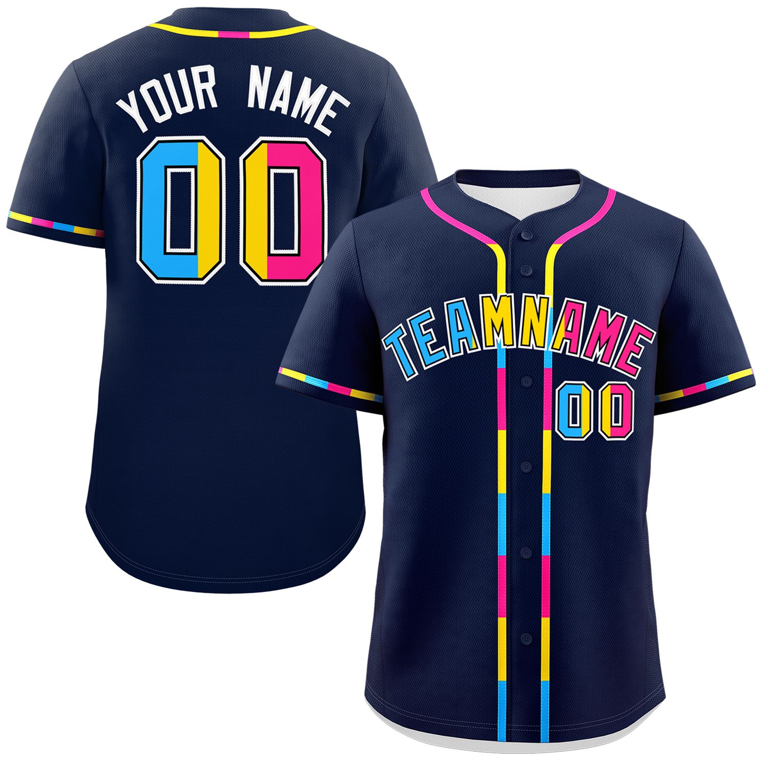 Custom Navy Pansexuality For Pride Month Classic Style Authentic Baseball Jersey