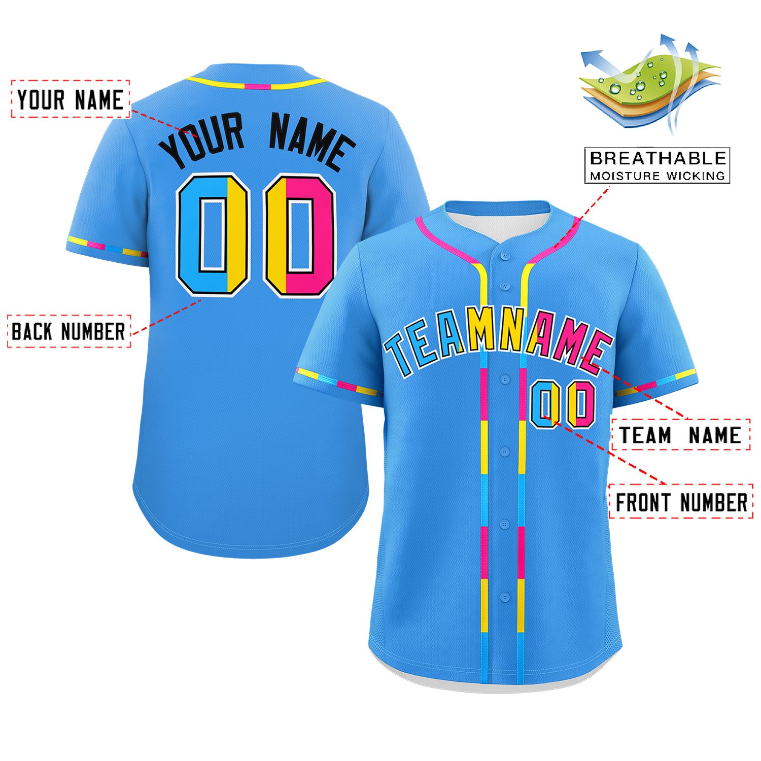 Custom Powder Blue Pansexuality For Pride Month Classic Style Authentic Baseball Jersey