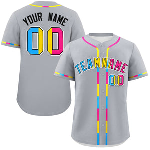 Custom Gray Pansexuality For Pride Month Classic Style Authentic Baseball Jersey