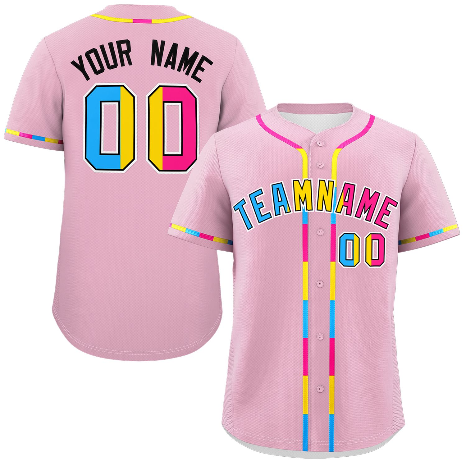 Custom Light Pink Pansexuality For Pride Month Classic Style Authentic Baseball Jersey