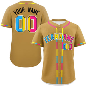 Custom Old Gold Pansexuality For Pride Month Classic Style Authentic Baseball Jersey