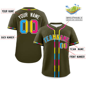 Custom Olive Pansexuality For Pride Month Classic Style Authentic Baseball Jersey