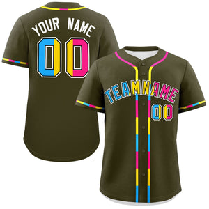 Custom Olive Pansexuality For Pride Month Classic Style Authentic Baseball Jersey