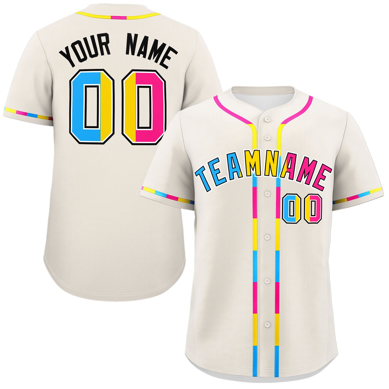 Custom Cream Pansexuality For Pride Month Classic Style Authentic Baseball Jersey