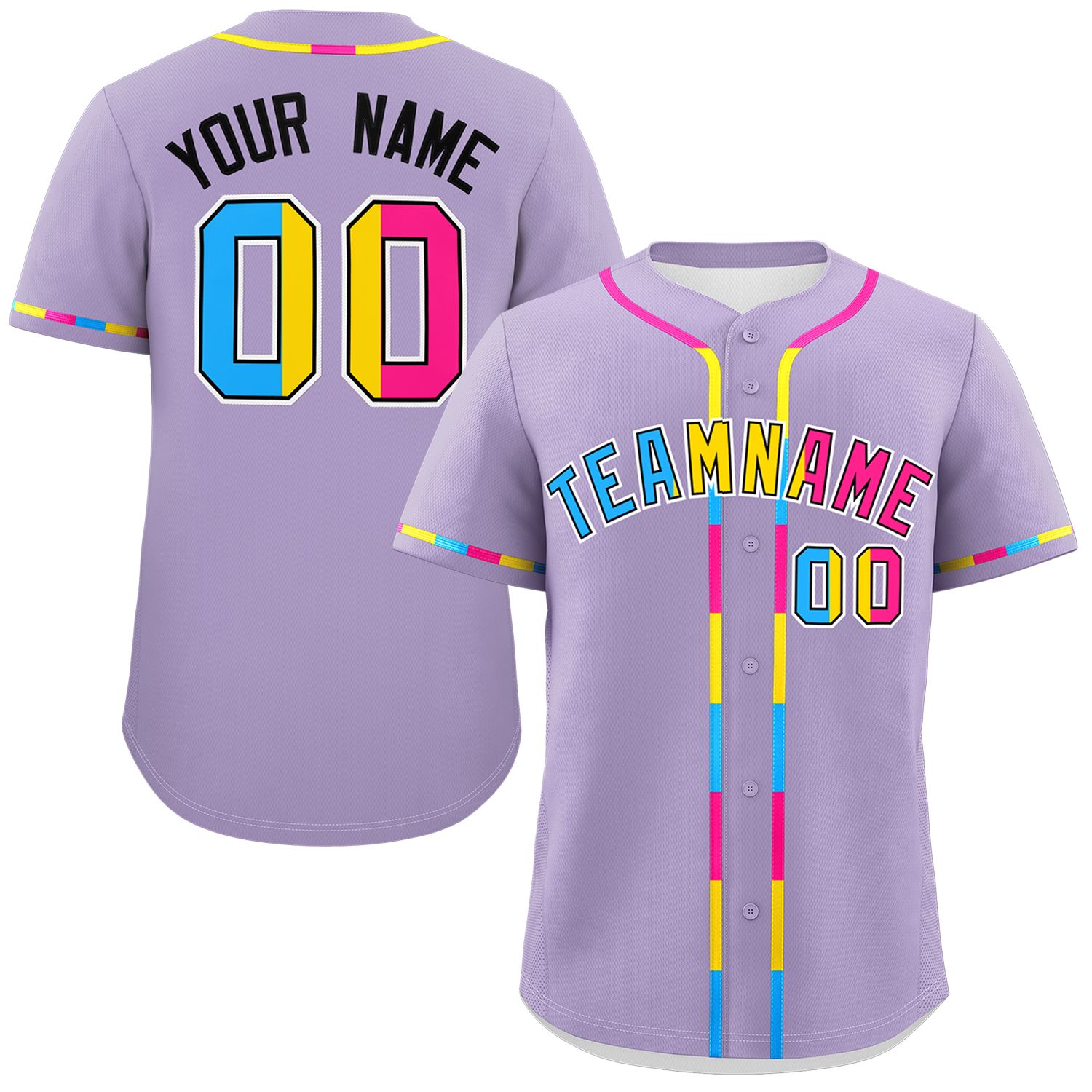 Custom Light Purple Pansexuality For Pride Month Classic Style Authentic Baseball Jersey