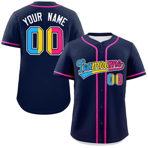 Custom Navy Pansexuality For Pride Month Classic Style Authentic Baseball Jersey