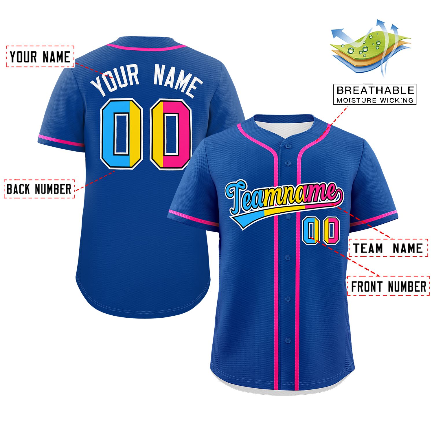 Custom Royal Pansexuality For Pride Month Classic Style Authentic Baseball Jersey