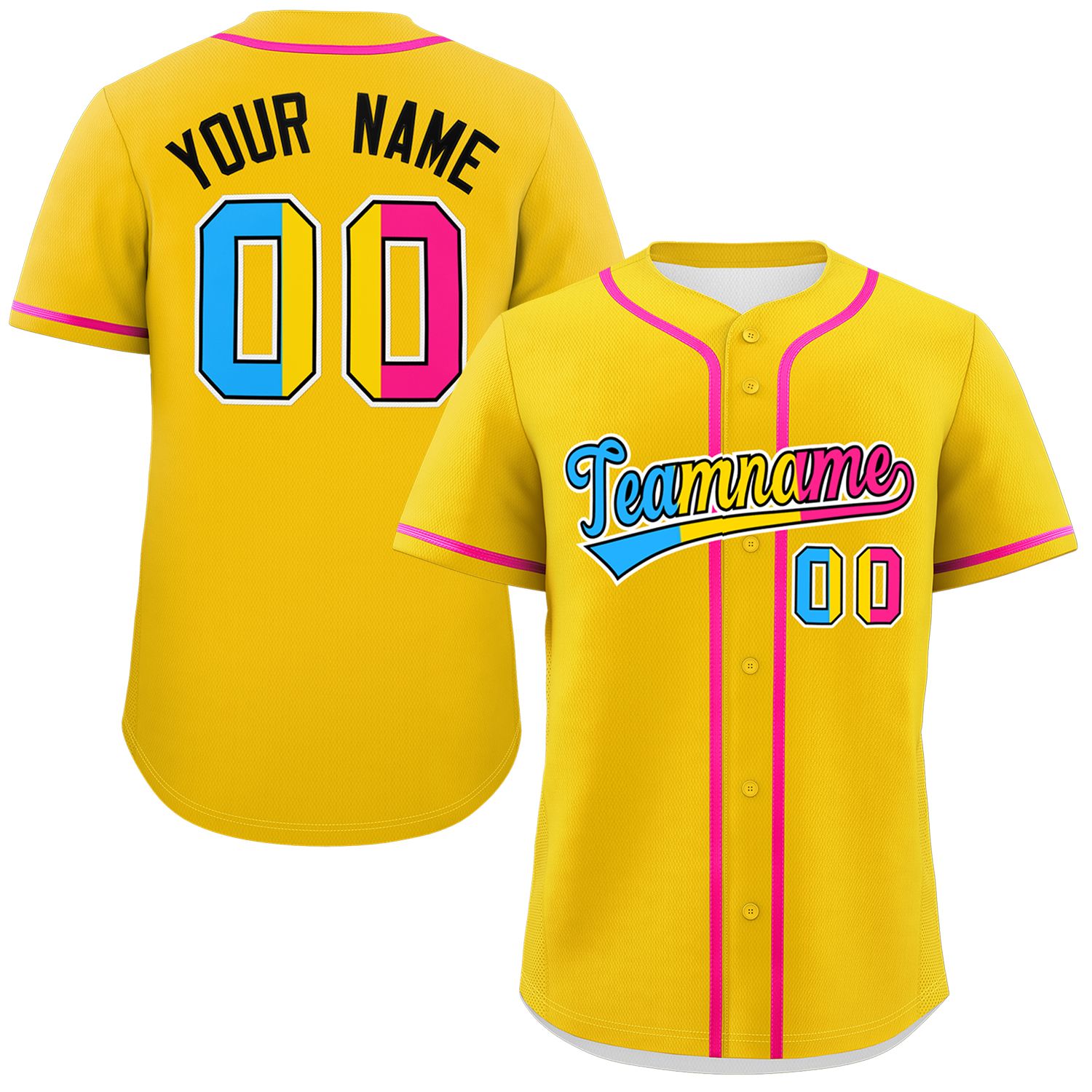 Custom Gold Pansexuality For Pride Month Classic Style Authentic Baseball Jersey