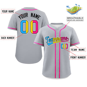 Custom Gray Pansexuality For Pride Month Classic Style Authentic Baseball Jersey