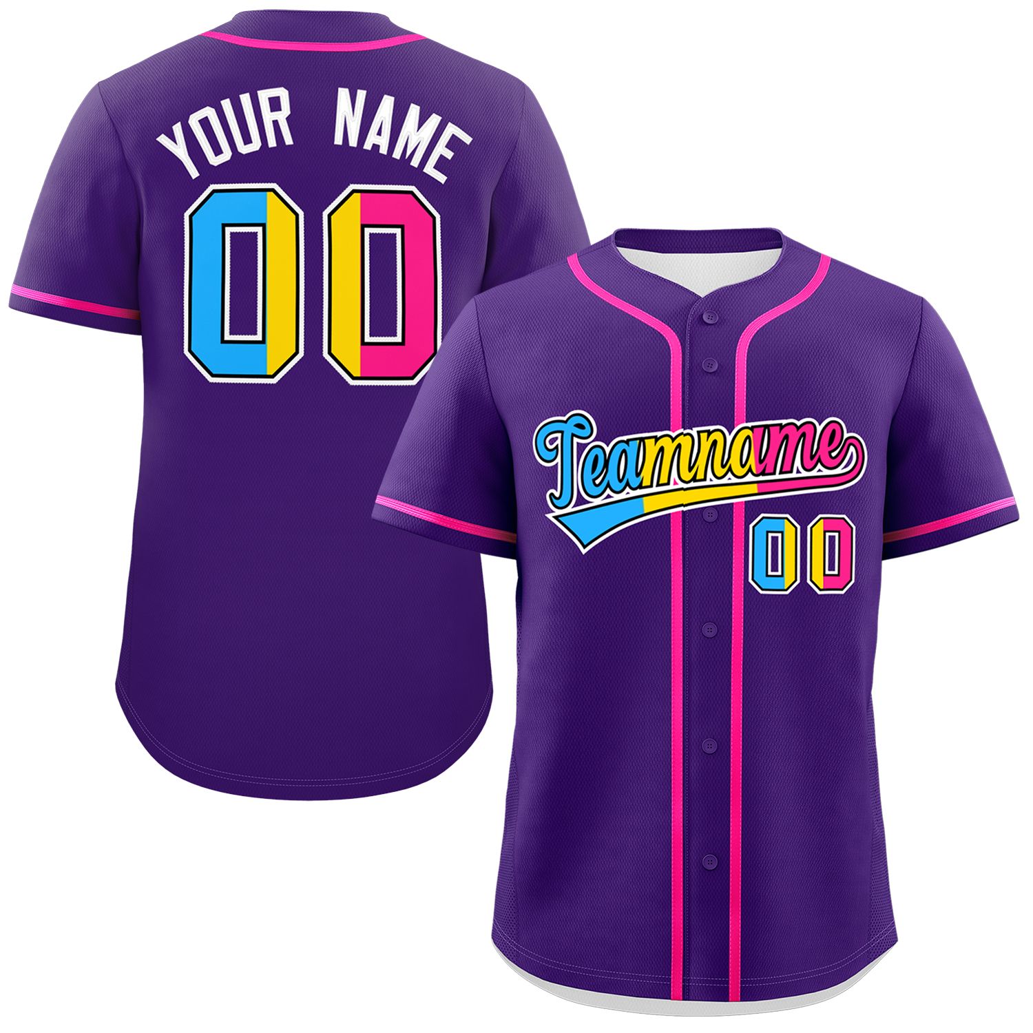 Custom Purple Pansexuality For Pride Month Classic Style Authentic Baseball Jersey