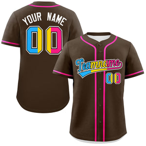 Custom Brown Pansexuality For Pride Month Classic Style Authentic Baseball Jersey