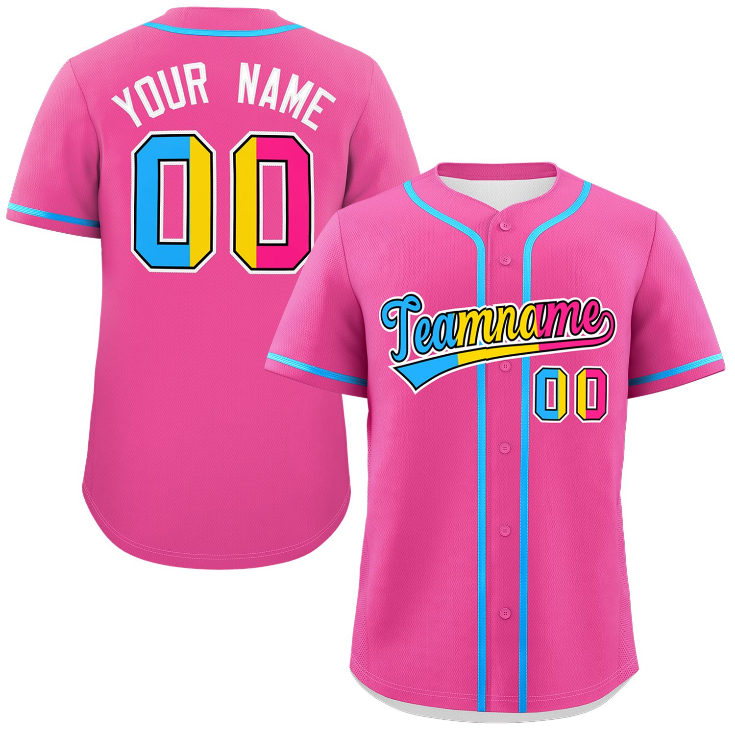 Custom Pink Pansexuality For Pride Month Classic Style Authentic Baseball Jersey