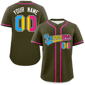 Custom Olive Pansexuality For Pride Month Classic Style Authentic Baseball Jersey