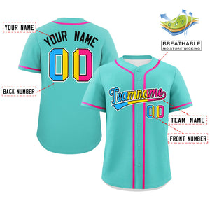 Custom Aqua Pansexuality For Pride Month Classic Style Authentic Baseball Jersey