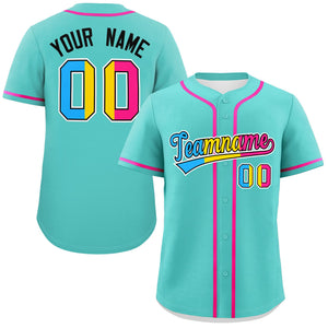 Custom Aqua Pansexuality For Pride Month Classic Style Authentic Baseball Jersey