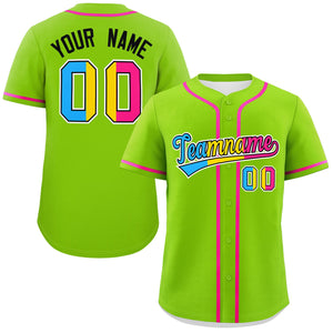 Custom Neon Green Pansexuality For Pride Month Classic Style Authentic Baseball Jersey