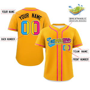 Custom Yellow Pansexuality For Pride Month Classic Style Authentic Baseball Jersey